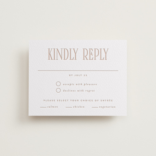 This is a latte rsvp cards with letterpress by JoAnn Jinks called title printing on somerset500 in standard
