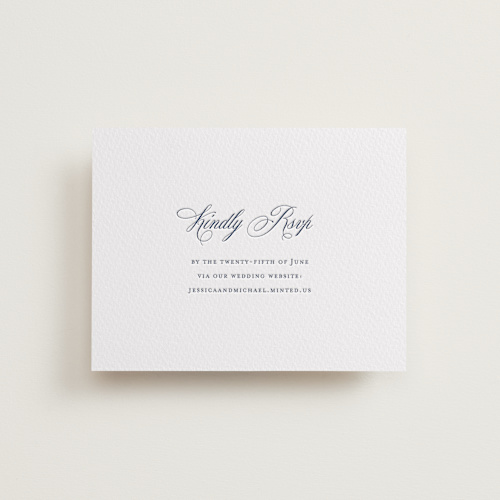 This is a aegean rsvp cards with letterpress by Jennifer Postorino called empire printing on somerset500 in standard