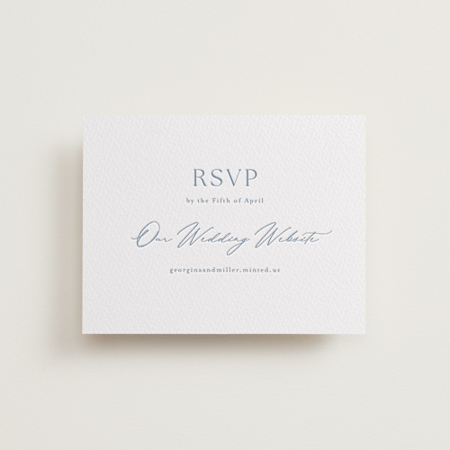 This is a provincial blue rsvp cards with letterpress by Stacey Meacham called modern air printing on somerset500 in standard
