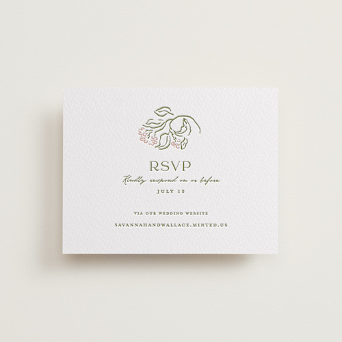 This is a nude rsvp cards with letterpress by Susan Zinader called sketched foliage printing on somerset500 in standard