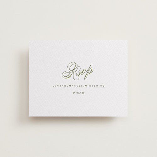 This is a pistachio rsvp cards with letterpress by Ani Somi called love in the afternoon printing on somerset500 in standard