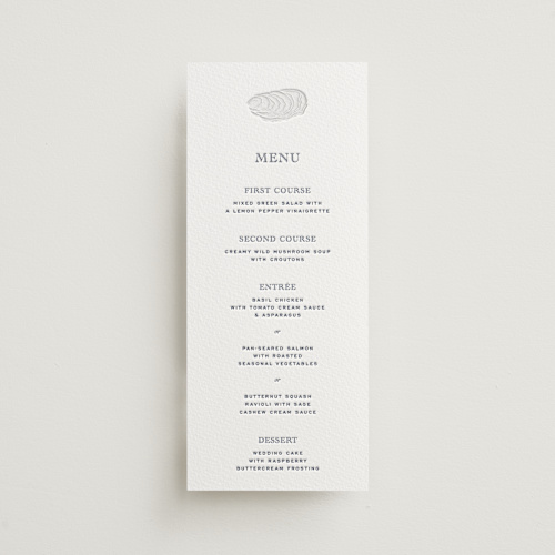 This is a aegean menu cards with letterpress by Jenna Holcomb called the sea printing on somerset500 in 4x9