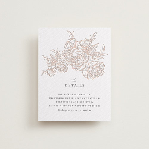 This is a latte | gravel letterpress wedding invitations with letterpress by Jennifer Postorino called in bloom printing on somerset500 in standard