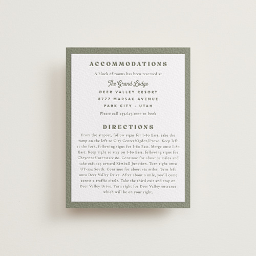 This is a moss letterpress wedding invitations with letterpress by Robert and Stella called sequoia printing on somerset500 in standard