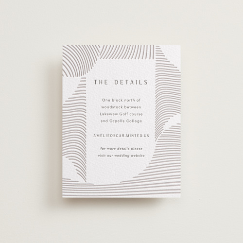 This is a dove grey letterpress wedding invitations with letterpress by Elly called waves printing on somerset500 in standard