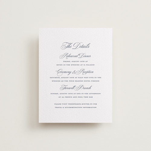 This is a aegean letterpress wedding invitations with letterpress by Jennifer Postorino called empire printing on somerset500 in standard