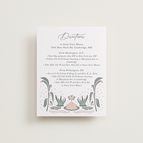 This is a nouveau swans letterpress wedding invitations with letterpress by Olivia Raufman called nouveau swans printing on somerset500 in standard