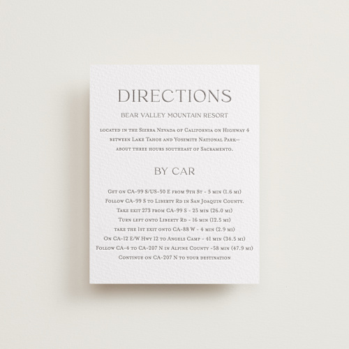 This is a graphite letterpress wedding invitations with letterpress by Lucrecia Caporale called mountain serenity printing on somerset500 in standard