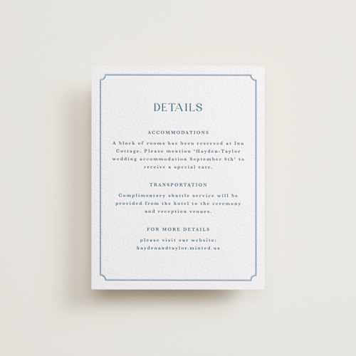 This is a sky blue letterpress wedding invitations with letterpress by Cass Loh called flowers monogram printing on somerset500 in standard