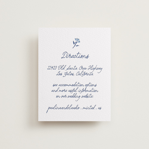 This is a lapis letterpress wedding invitations with letterpress by Tamara Hilje called talavera printing on somerset500 in standard