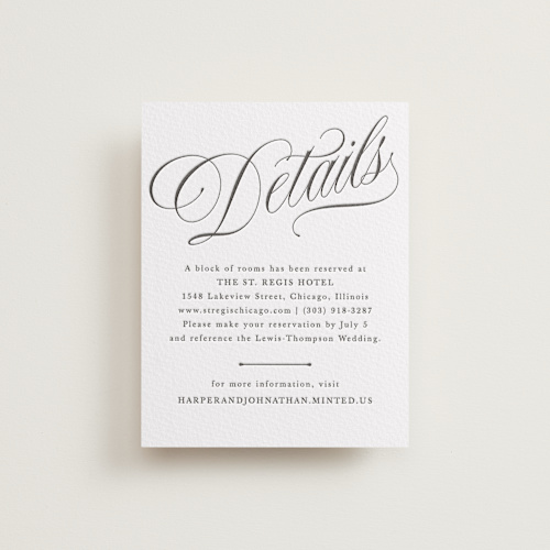 This is a soft black letterpress wedding invitations with letterpress by Kate Ahn called mirin printing on somerset500 in standard