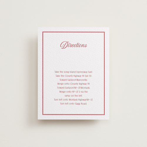 This is a scarlet letterpress wedding invitations with letterpress by Nicoletta Savod called ritzy printing on somerset500 in standard