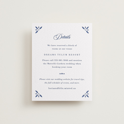 This is a lapis letterpress wedding invitations with letterpress by Olivia Raufman called talavera tiles printing on somerset500 in standard