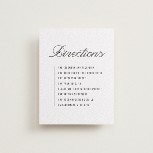 This is a soft black letterpress wedding invitations with letterpress by Sumak Studio called bold & elegant printing on somerset500 in standard