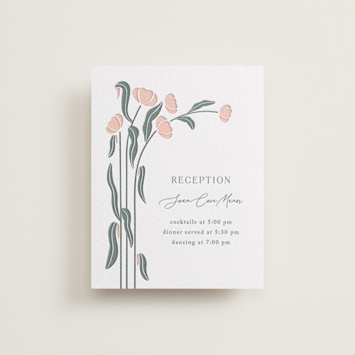 This is a nouveau swans letterpress wedding invitations with letterpress by Olivia Raufman called nouveau swans printing on somerset500 in standard
