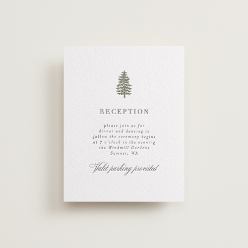 This is a olive letterpress wedding invitations with letterpress by Itsy Belle Studio called evergreens printing on somerset500 in standard