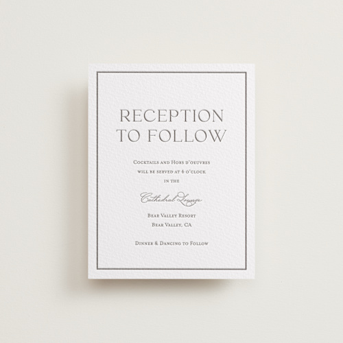 This is a graphite letterpress wedding invitations with letterpress by Lucrecia Caporale called mountain serenity printing on somerset500 in standard