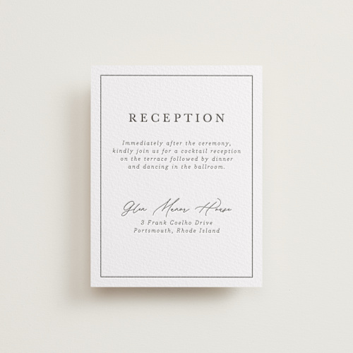 This is a soft black letterpress wedding invitations with letterpress by Tamara Hilje called modern classic printing on somerset500 in standard
