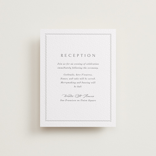 This is a gravel letterpress wedding invitations with letterpress by Meggy Masters called heirloom needlework printing on somerset500 in standard