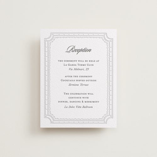 This is a soft black letterpress wedding invitations with letterpress by Pati Cascino called sirmione printing on somerset500 in standard