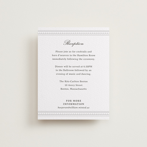 This is a soft black letterpress wedding invitations with letterpress by Jenna Holcomb called the ritz printing on somerset500 in standard