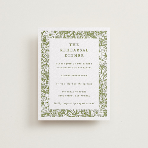 This is a pistachio enclosure cards with letterpress by Sarah Knight called ethereal gardens printing on somerset500 in standard