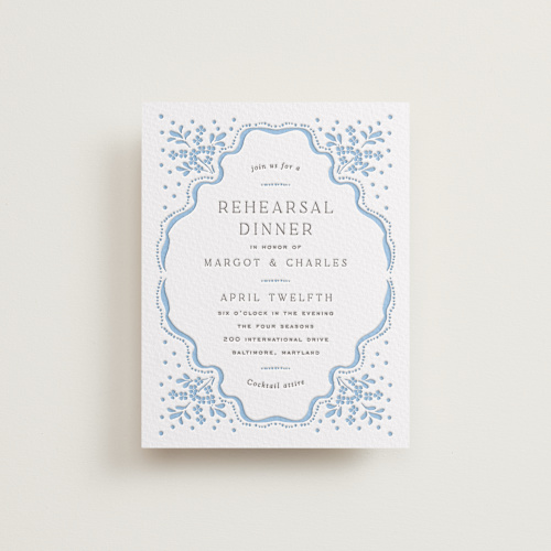 This is a sky blue enclosure cards with letterpress by Erin L. Wilson called margot printing on somerset500 in standard