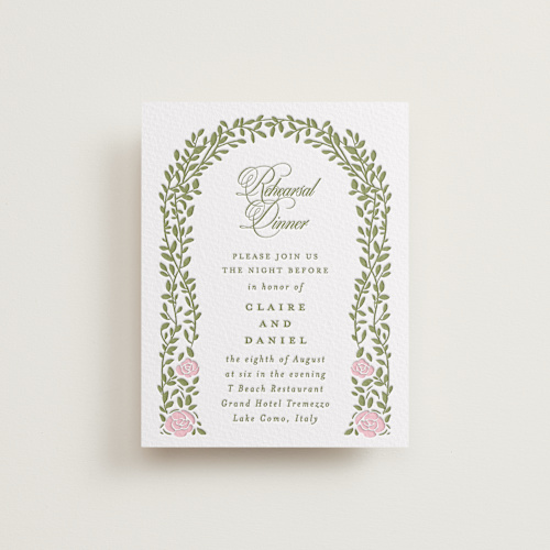 This is a pistachio enclosure cards with letterpress by Creo Study called vintage blooms printing on somerset500 in standard