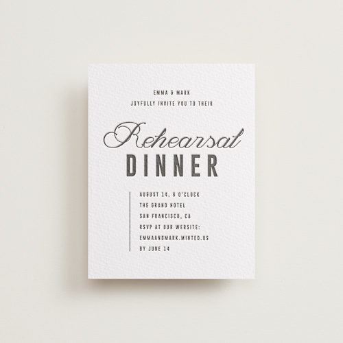 This is a soft black enclosure cards with letterpress by Sumak Studio called bold & elegant printing on somerset500 in standard