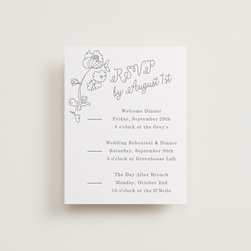 This is a gravel rsvp cards with letterpress by Baumbirdy called note printing on somerset500 in standard