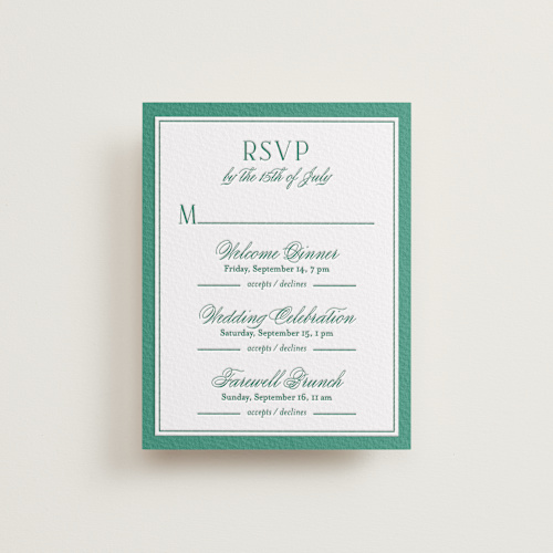 This is a cucumber rsvp cards with letterpress by letterfix called fresh classic printing on somerset500 in standard