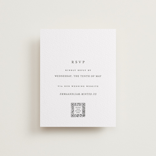 This is a soft black rsvp cards with letterpress by Design Lotus called a thousand years printing on somerset500 in standard