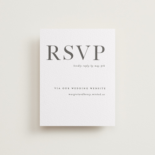 This is a soft black rsvp cards with letterpress by Pixel and Hank called trio printing on somerset500 in standard