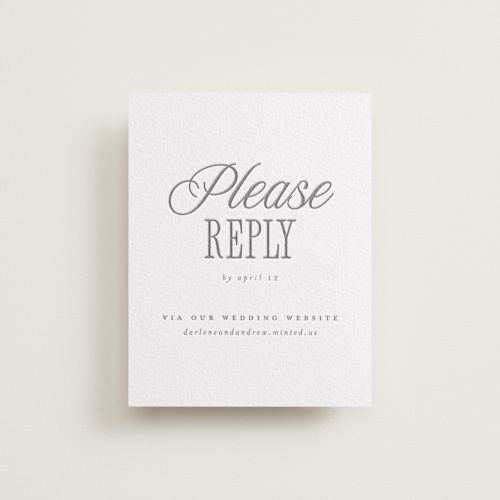This is a gravel rsvp cards with letterpress by Vera Lim called icon printing on somerset500 in standard