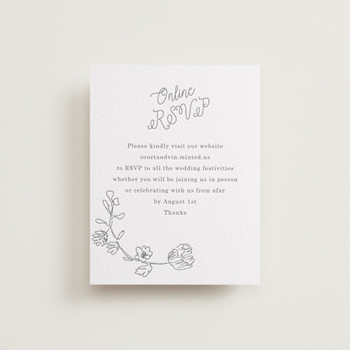 This is a gravel rsvp cards with letterpress by Baumbirdy called note printing on somerset500 in standard