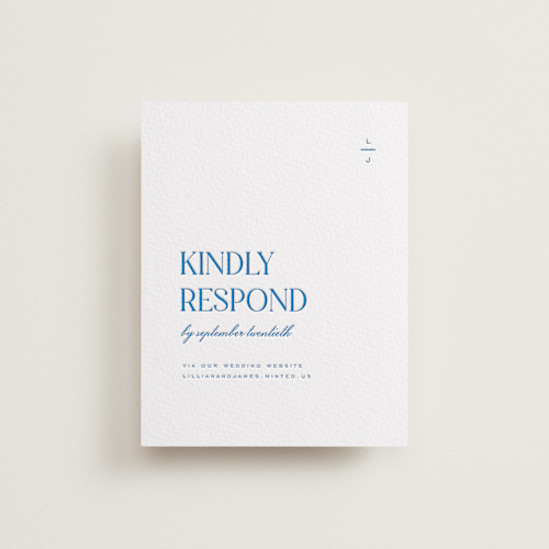 This is a sapphire rsvp cards with letterpress by Heather Cairl called clarity printing on somerset500 in standard