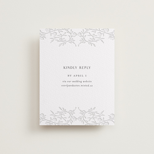 This is a gravel rsvp cards with letterpress by Nicoletta Savod called delicately printing on somerset500 in standard