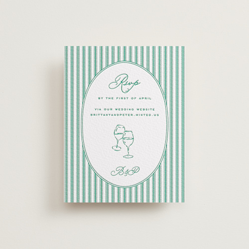 This is a shamrock rsvp cards with letterpress by Claudia Orengo called lakeview printing on somerset500 in standard