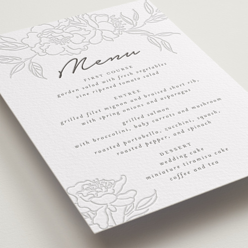 This is a soft black menu cards with letterpress by Qing Ji called my dearest printing on somerset500 in standard