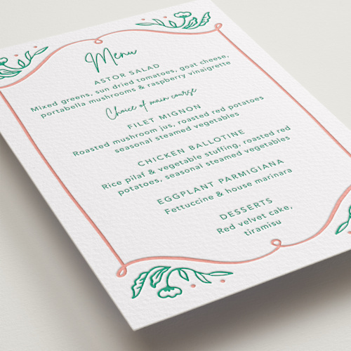 This is a sketch menu cards with letterpress by Elly called sketch printing on somerset500 in standard