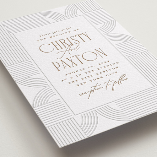 This is a framed elegance letterpress wedding invitations with letterpress by Creo Study called framed elegance printing on somerset500 in standard