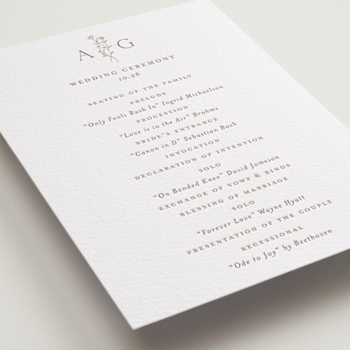This is a coffee unique wedding programs with letterpress by chocomocacino called kouignette printing on somerset500 in standard