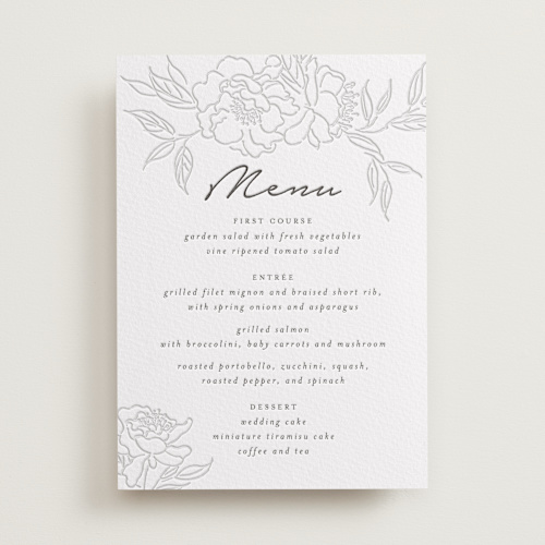 This is a soft black menu cards with letterpress by Qing Ji called my dearest printing on somerset500 in standard