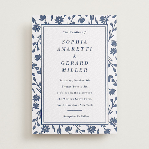 This is a aegean letterpress wedding invitations with letterpress by Oma N. Ramkhelawan called pressed frame printing on somerset500 in standard