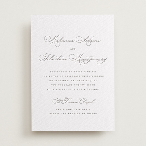 This is a love letters letterpress wedding invitations with letterpress by Wildfield Paper Co called love letters printing on somerset500 in standard