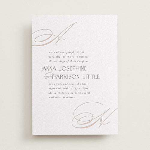 This is a sway letterpress wedding invitations with letterpress by Laura Hankins called sway printing on somerset500 in standard
