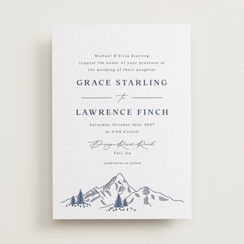 This is a aegean letterpress wedding invitations with letterpress by Olivia Raufman called arête printing on somerset500 in standard