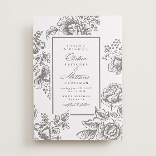 This is a graphite letterpress wedding invitations with letterpress by Chris Griffith called wedding press printing on somerset500 in standard