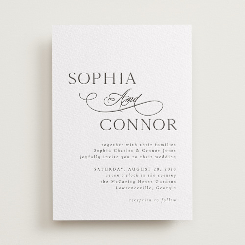 This is a soft black letterpress wedding invitations with letterpress by Nicole Walsh called us printing on somerset500 in standard