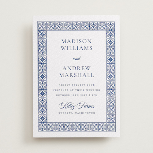 This is a lapis letterpress wedding invitations with letterpress by Angela Garrick called tiled printing on somerset500 in standard
